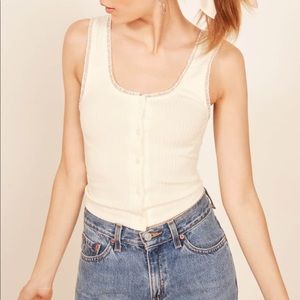 Reformation white button up tank